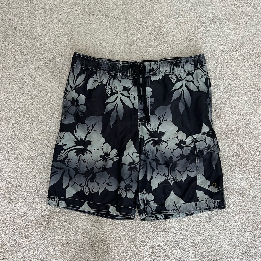 Men's Black Floral Swim Shorts